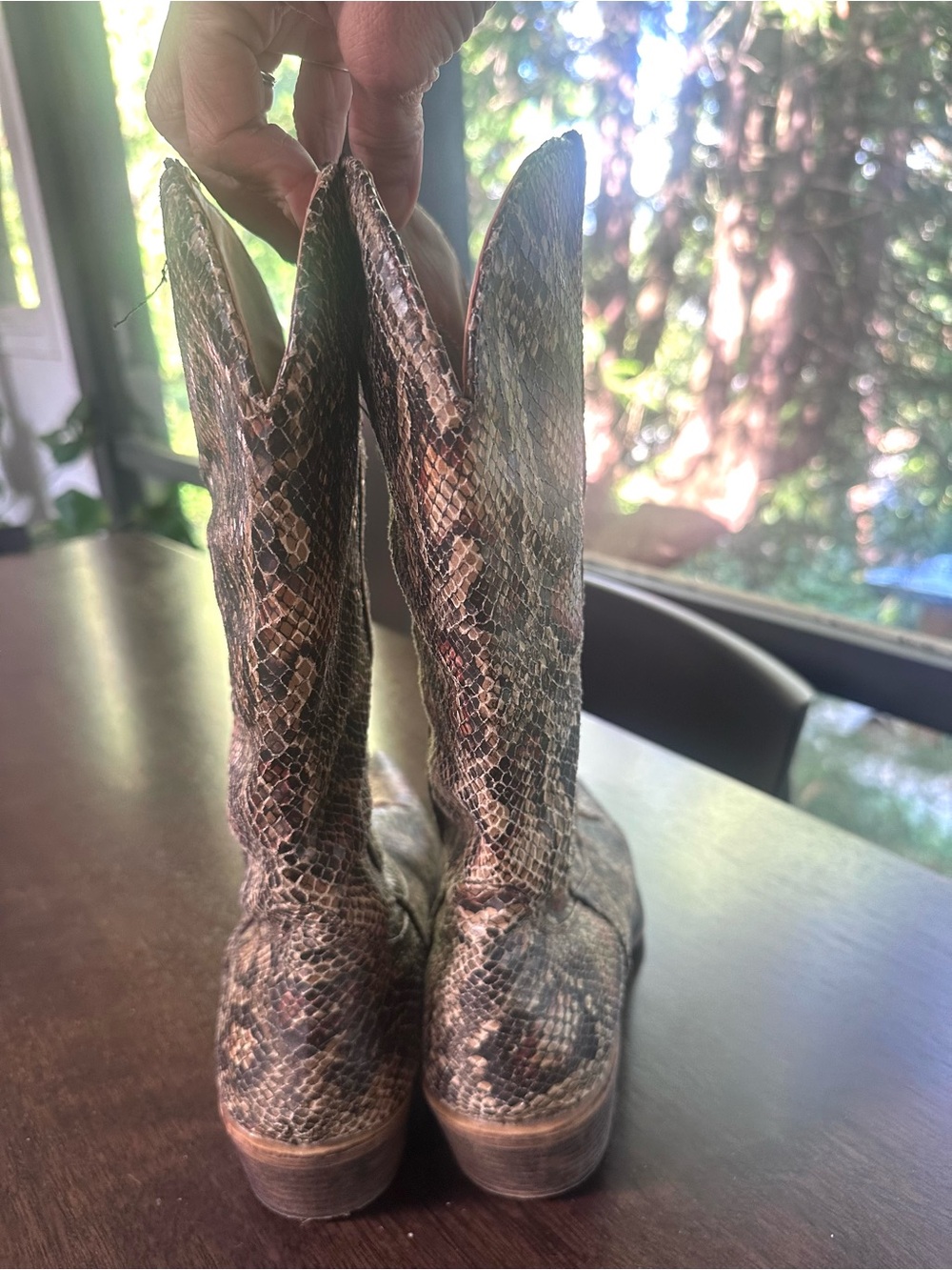 Roper Women’s Snake Print Western Cowboy Mid Calf Boots BrownTan 9 - Picture 5 of 7